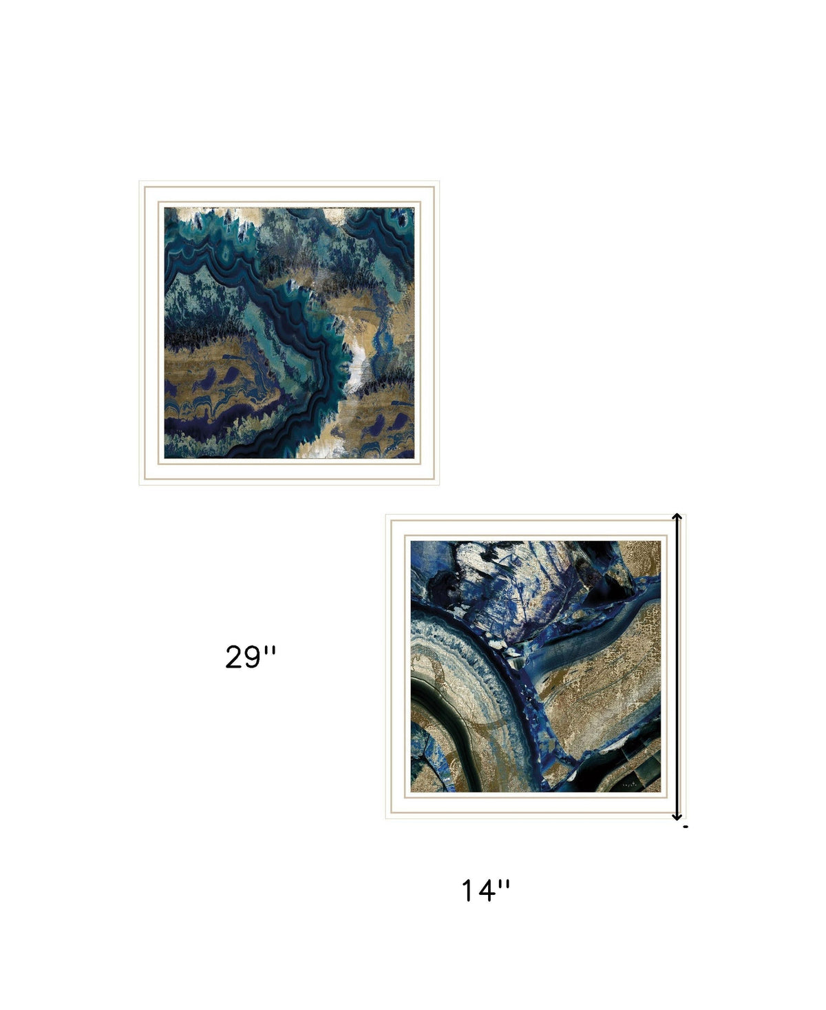 Set Of Two Geode Reef Pleasure 1 White Framed Print Wall Art LuxuryLifeWay Online Store