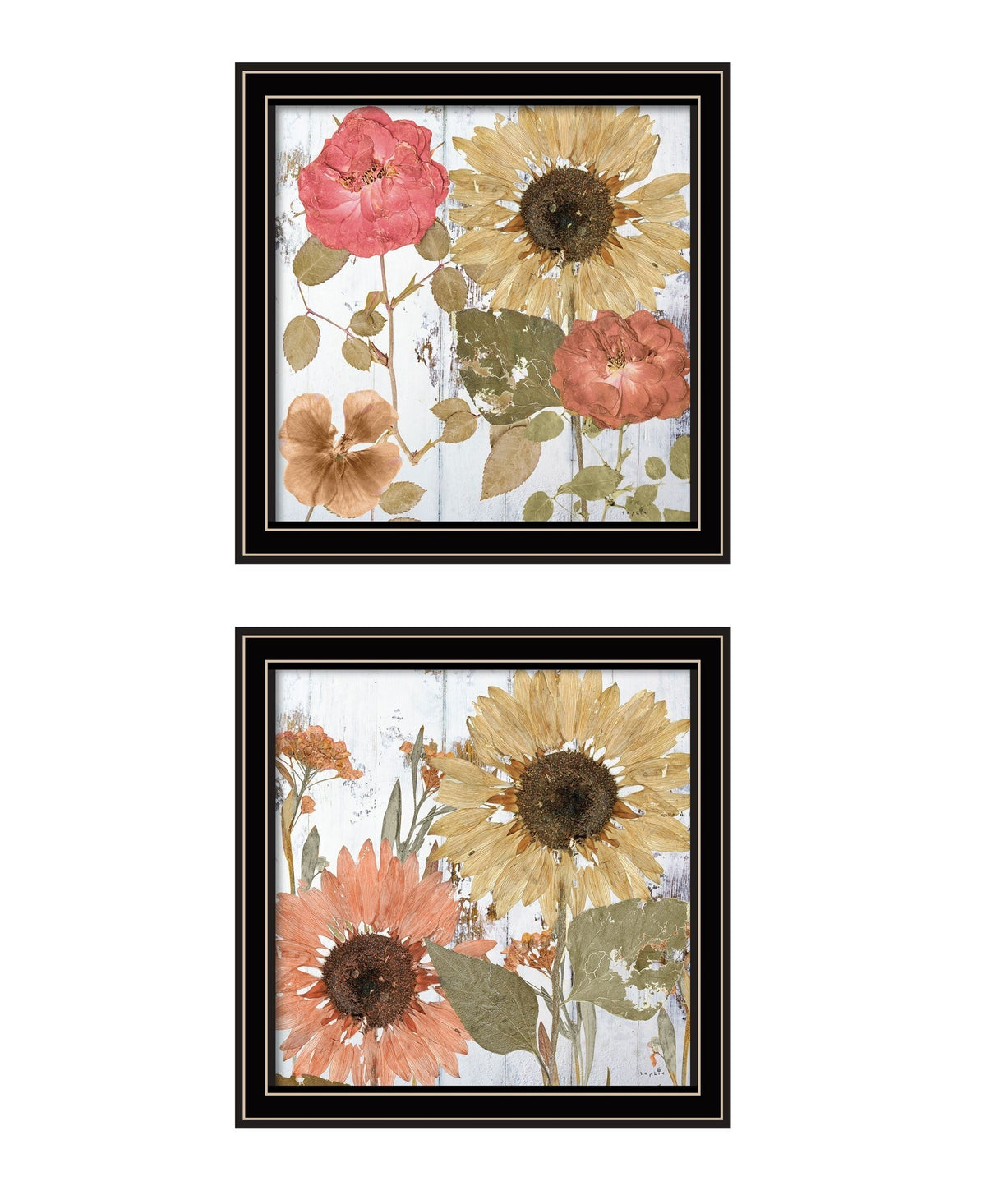 Set Of Two Earth to Petals 1 Black Framed Print Wall Art LuxuryLifeWay Online Store