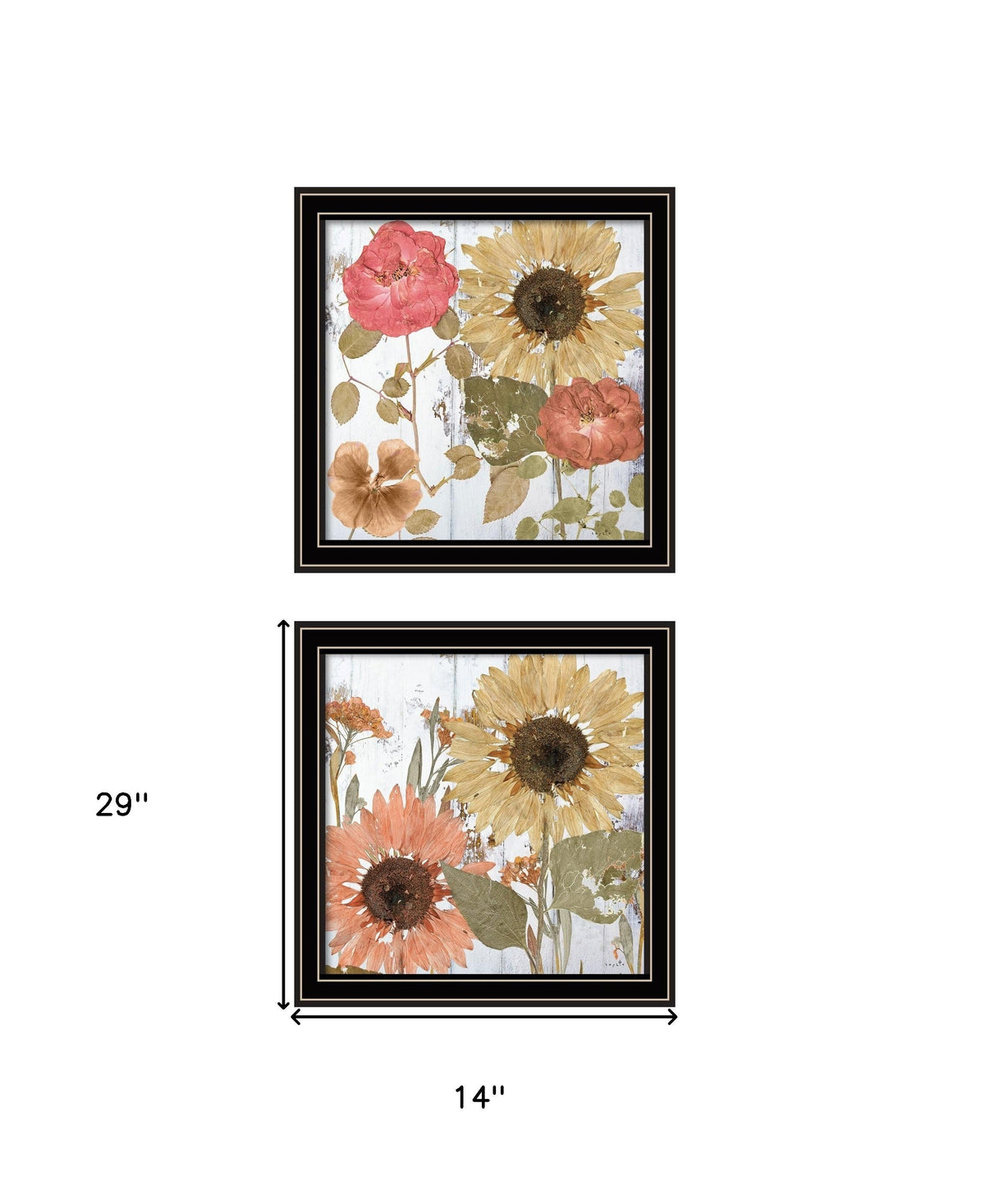 Set Of Two Earth to Petals 1 Black Framed Print Wall Art LuxuryLifeWay Online Store