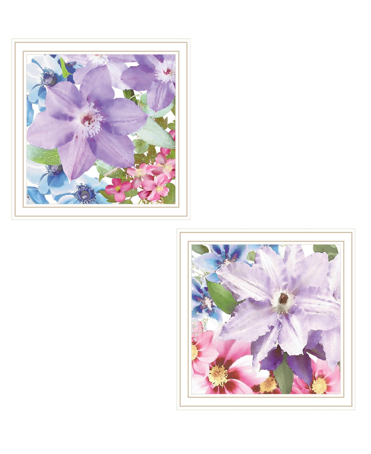 Set Of Two Clematis 1 White Framed Print Wall Art LuxuryLifeWay Online Store