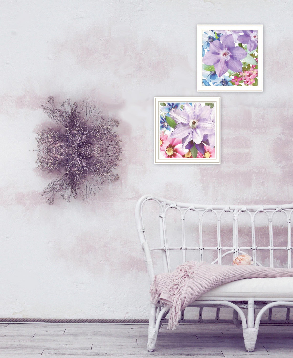 Set Of Two Clematis 1 White Framed Print Wall Art LuxuryLifeWay Online Store