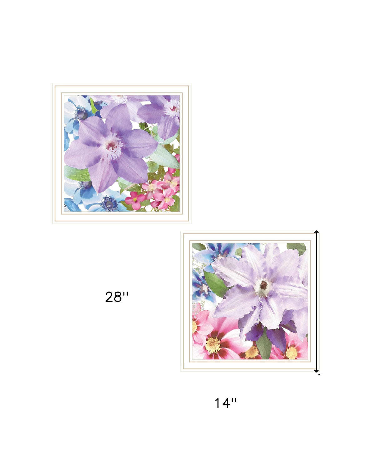 Set Of Two Clematis 1 White Framed Print Wall Art LuxuryLifeWay Online Store