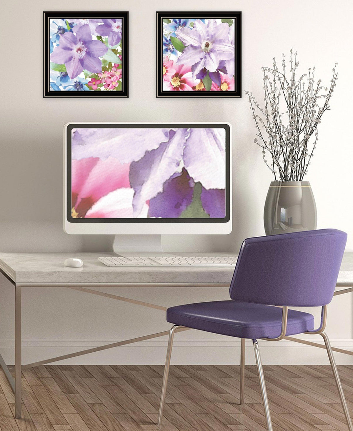 Set Of Two Clematis Black Framed Print Wall Art LuxuryLifeWay Online Store