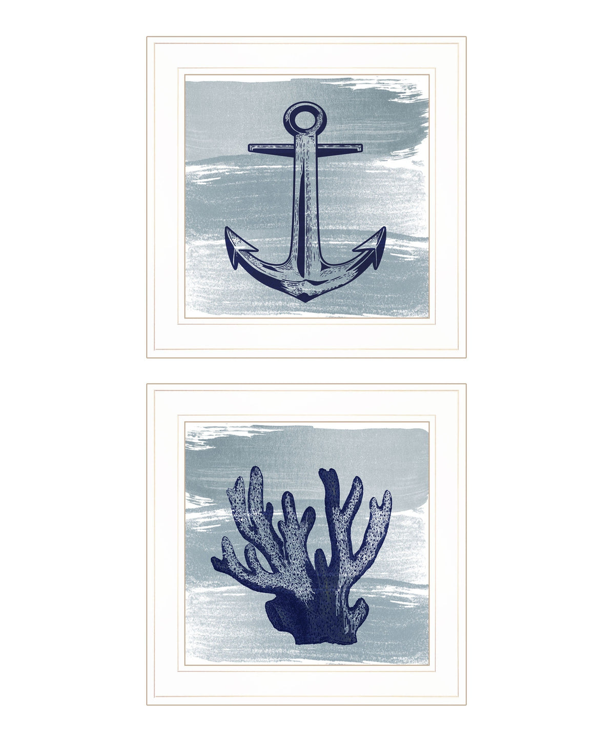 Set Of Two The Beach Coastal 1 White Framed Print Wall Art LuxuryLifeWay Online Store