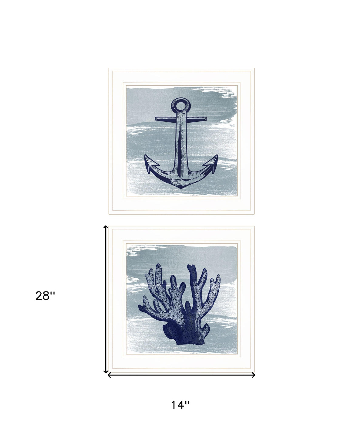 Set Of Two The Beach Coastal 1 White Framed Print Wall Art LuxuryLifeWay Online Store