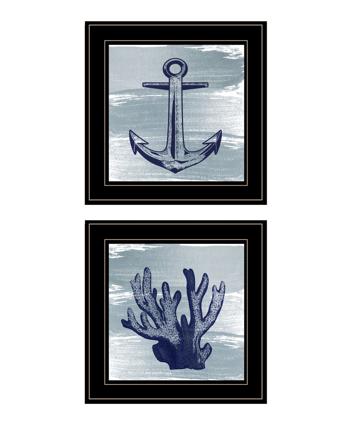 Set Of Two The Beach Coastal 2 Black Framed Print Wall Art LuxuryLifeWay Online Store
