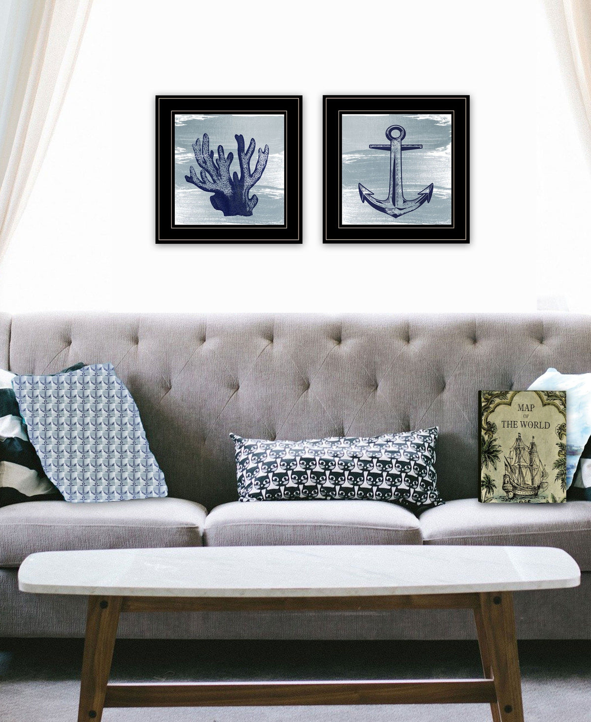 Set Of Two The Beach Coastal 2 Black Framed Print Wall Art LuxuryLifeWay Online Store