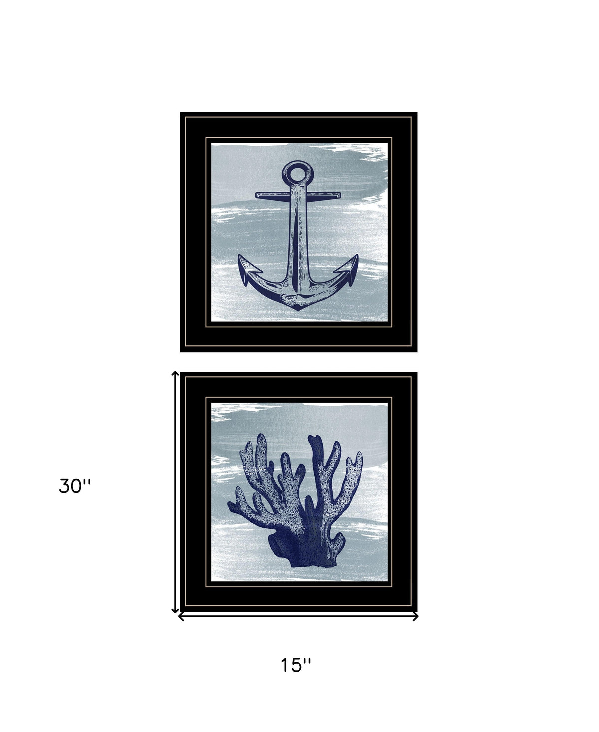 Set Of Two The Beach Coastal 2 Black Framed Print Wall Art LuxuryLifeWay Online Store