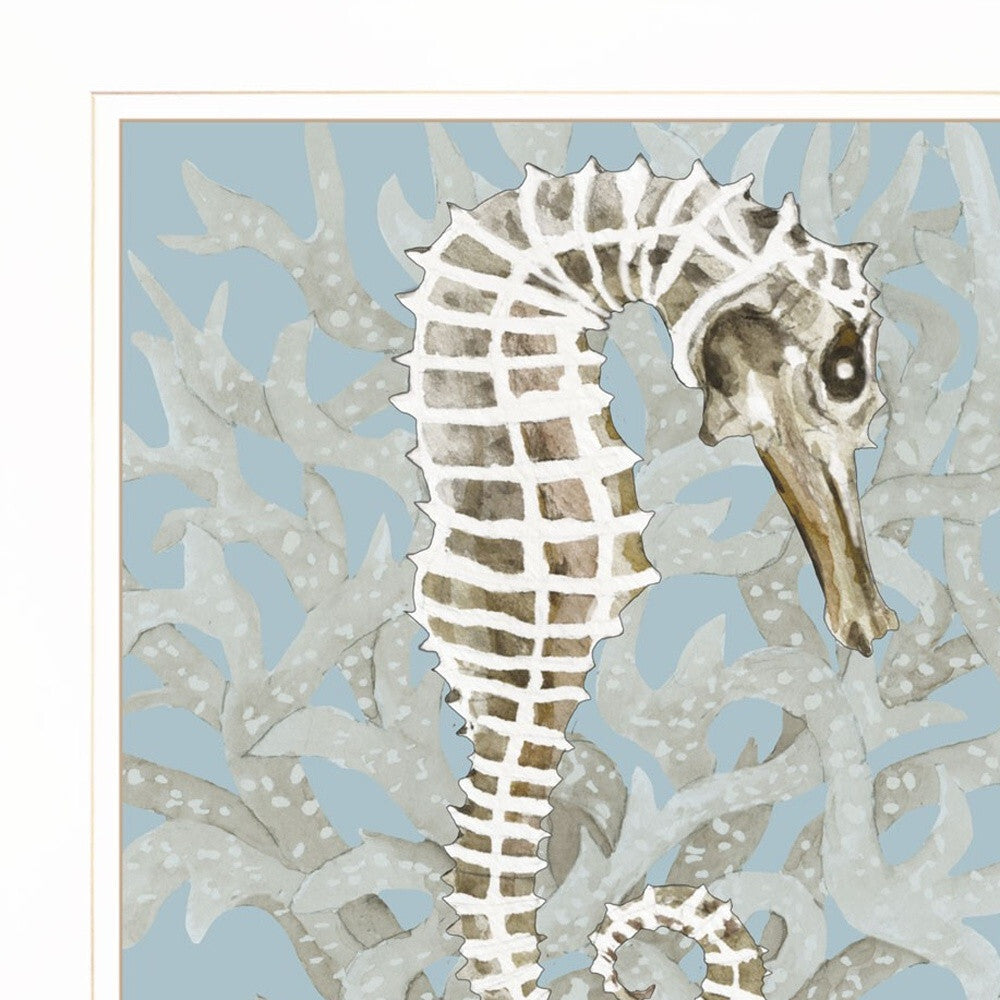 Set Of Two Coral Seahorse White Framed Print Wall Art LuxuryLifeWay Online Store