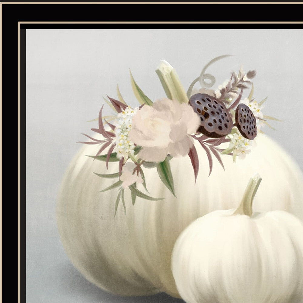 Set Of Two BOHO Pumpkins and Flowers 1 Black Framed Print Wall Art LuxuryLifeWay Online Store