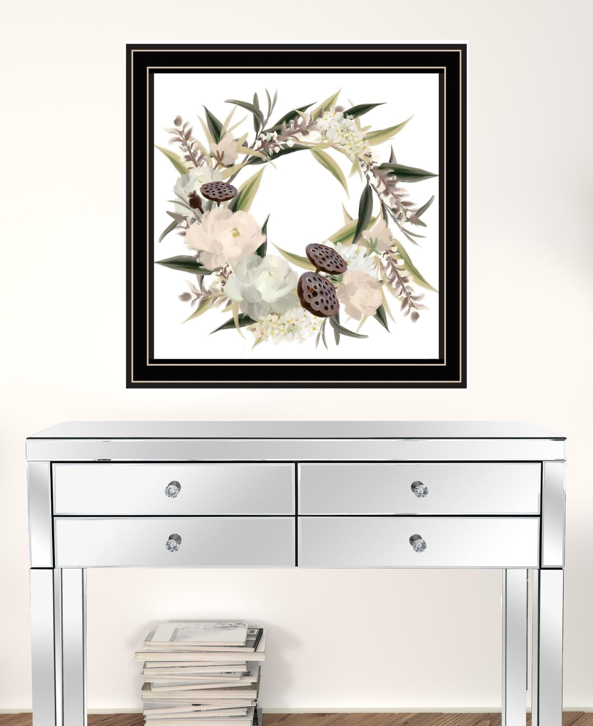 Set Of Two BOHO Pumpkins and Flowers 1 Black Framed Print Wall Art LuxuryLifeWay Online Store