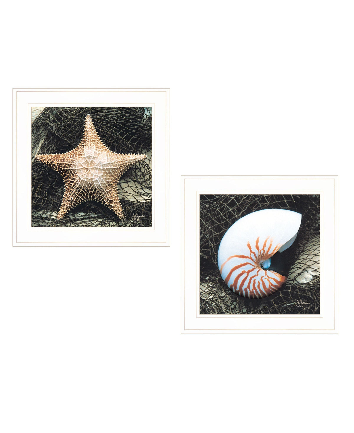 Set Of Two Ocean Net White Framed Print Wall Art LuxuryLifeWay Online Store