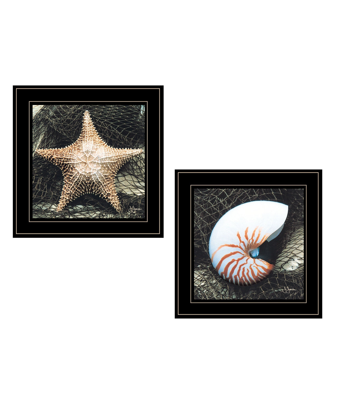 Set Of Two Ocean Net 2 Black Framed Print Wall Art LuxuryLifeWay Online Store