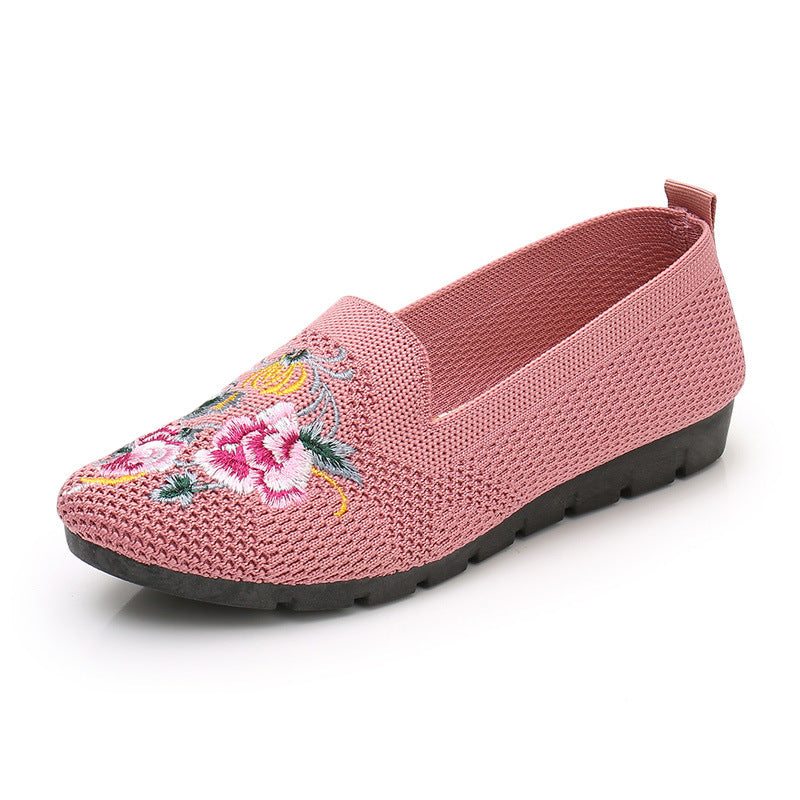 Cloth Shoes Women Embroidered Shoes Flying Woven Breathable Mesh Shoes LadyShow.Store