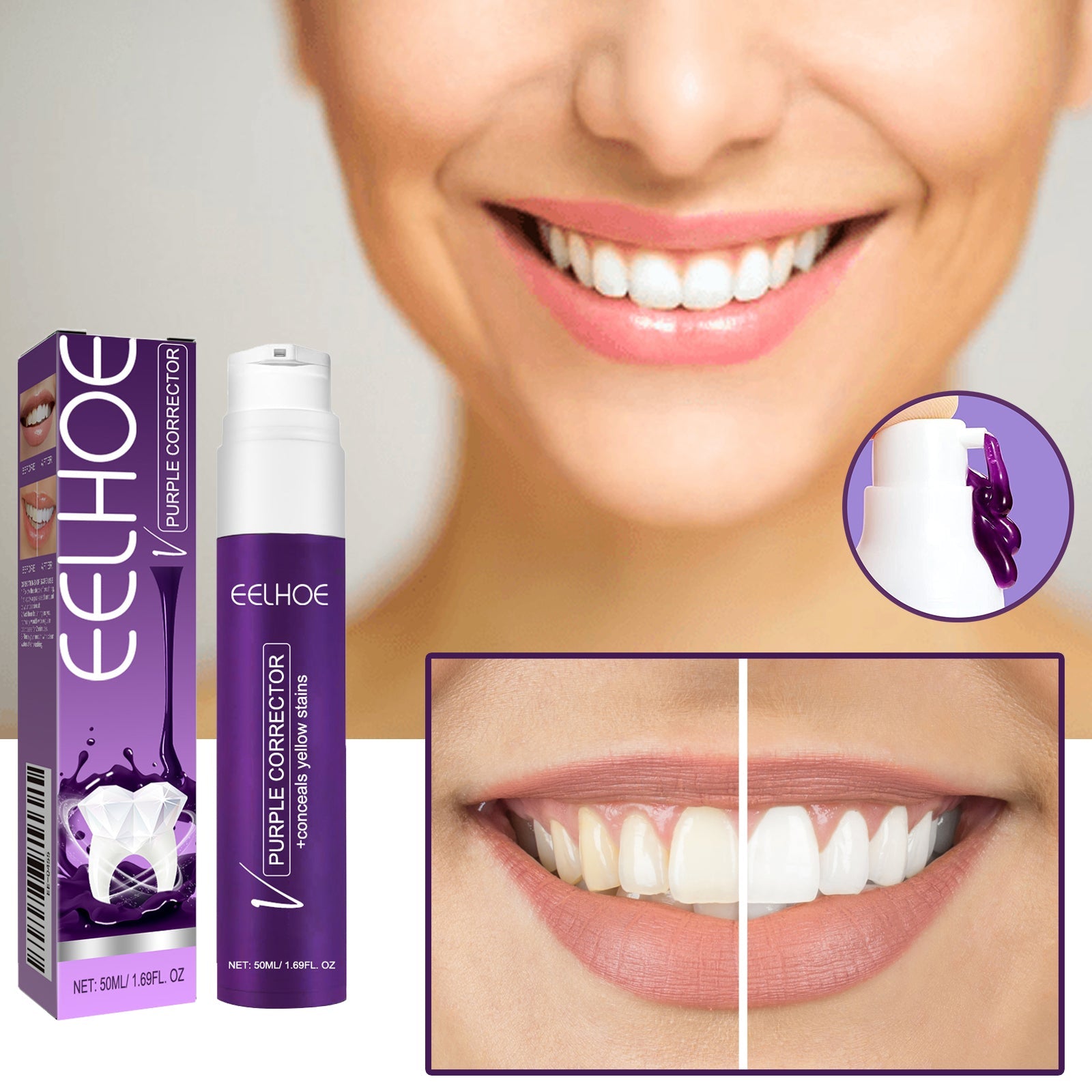 V34 Purple Tooth-Beautifying Toothpaste 50ml Tri Light Beauty