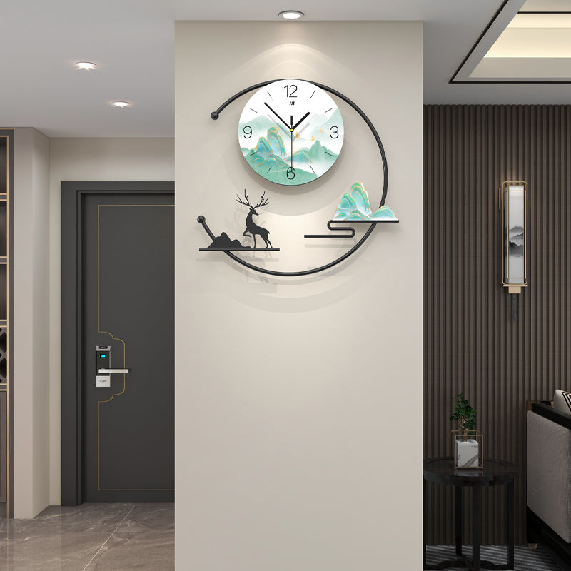 Modern Mountain Deer Wall Clock Artistic Living Room Home Decor PearlNestDecor.com