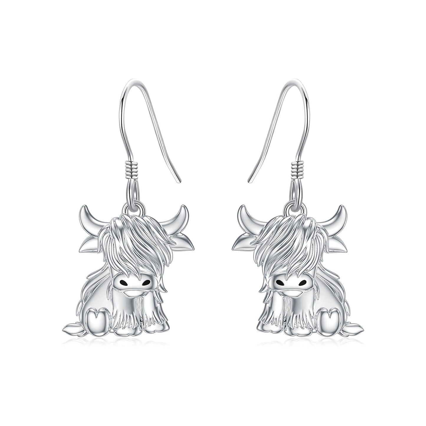 Highland Cow Earrings for Women 925 Sterling Silver Cow Dangle Drop Earrings LadyShow.Store
