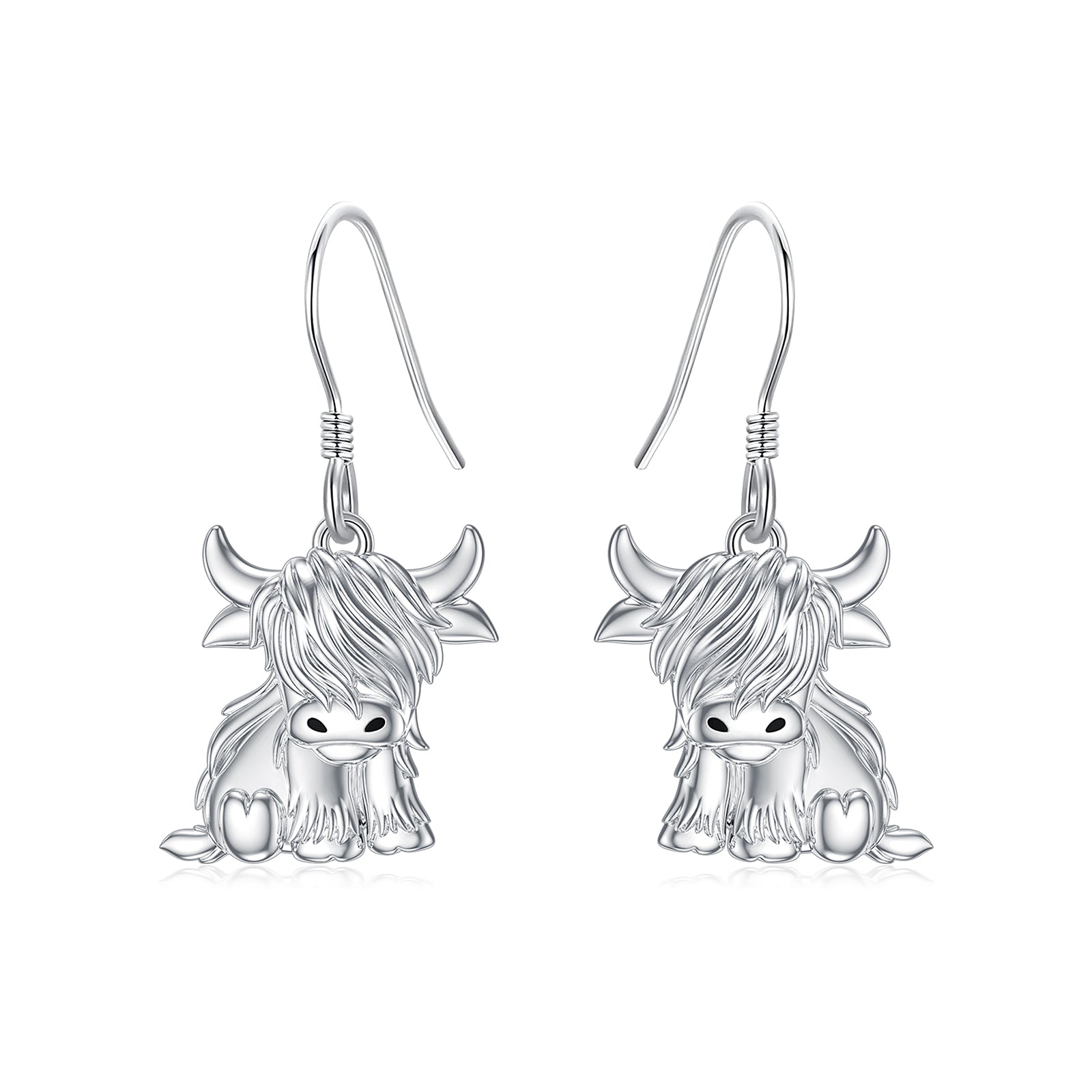 Highland Cow Earrings for Women 925 Sterling Silver Cow Dangle Drop Earrings LadyShow.Store
