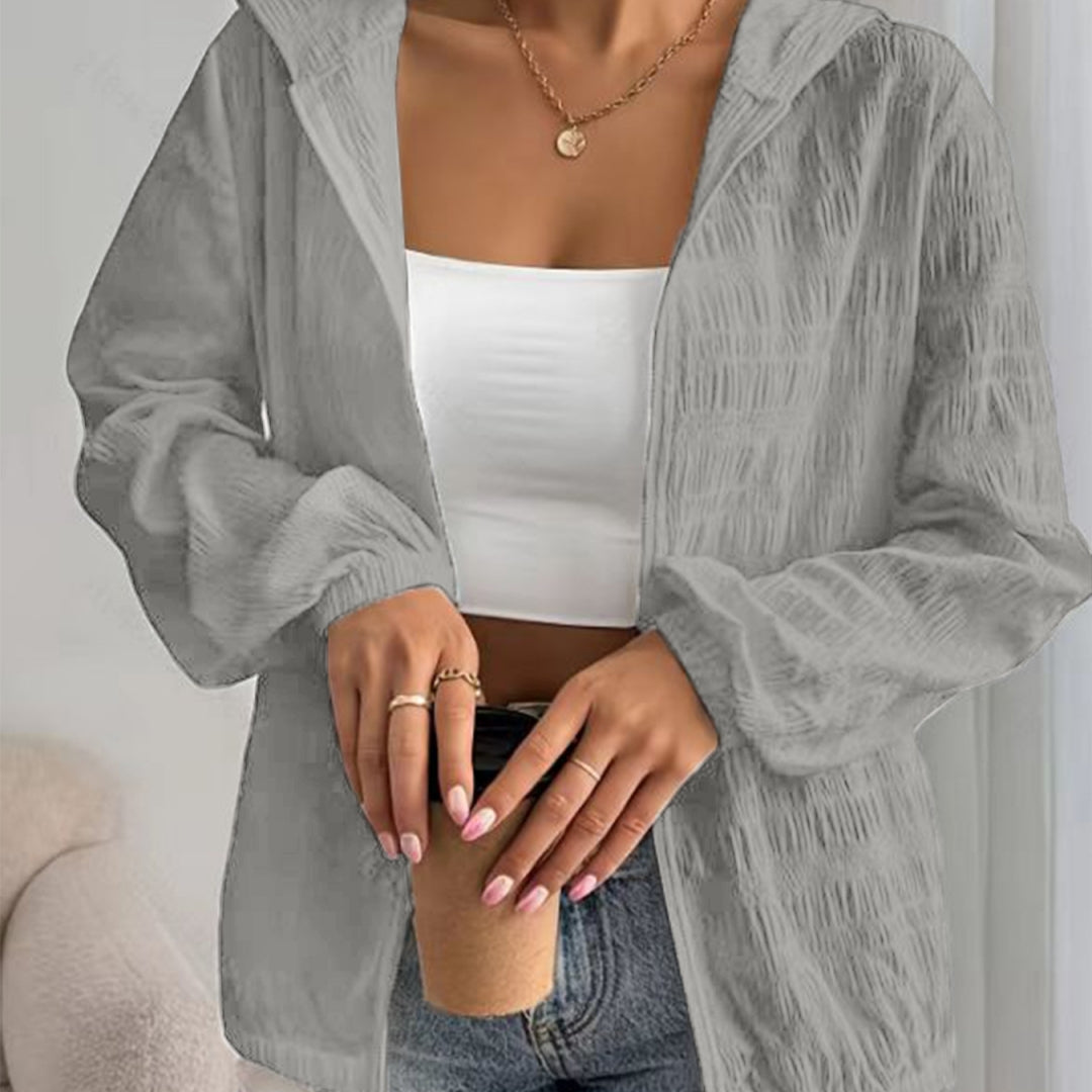 Solid Color Casual Zipper Long Sleeve NorixaFashion.com