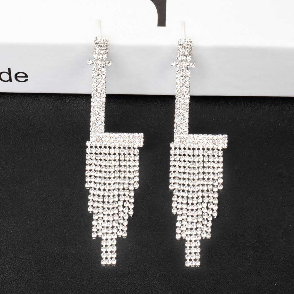 Fashion Jewelry 925 Silver Needle Ornaments Rhinestone Letter B Earrings Banquet Tassel Ear Ornaments Female CJD2