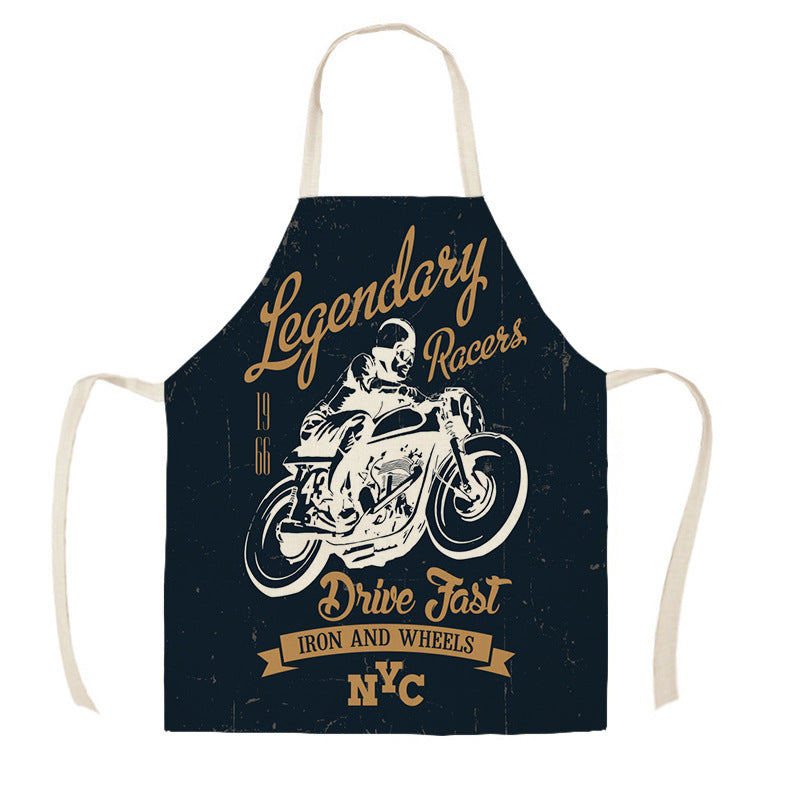Creative Motorcycle Poster Art Letter Linen Kitchen Apron PearlNestDecor.com