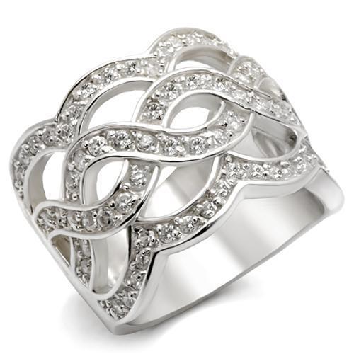 410117 - High-Polished 925 Sterling Silver Ring with AAA Grade CZ  in White LuxuryLifeWay Online Store