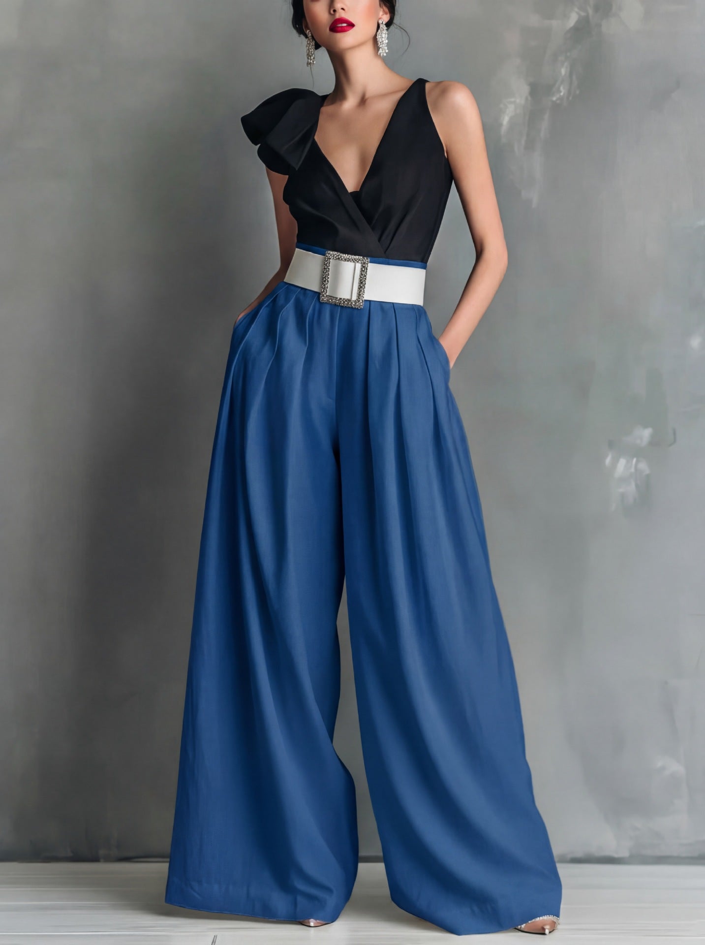 Fashionable Versatile High-waisted Loose-fitting Solid-color Casual Pants NorixaFashion.com