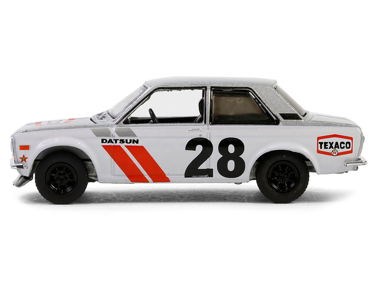 1970 Nissan Datsun 510 #28 "Texaco" Silver Metallic and White with Red Stripes "Texaco Special Edition" Series 1 1/64 Diecast Model Car by Greenlight LuxuryLifeWay Online Store