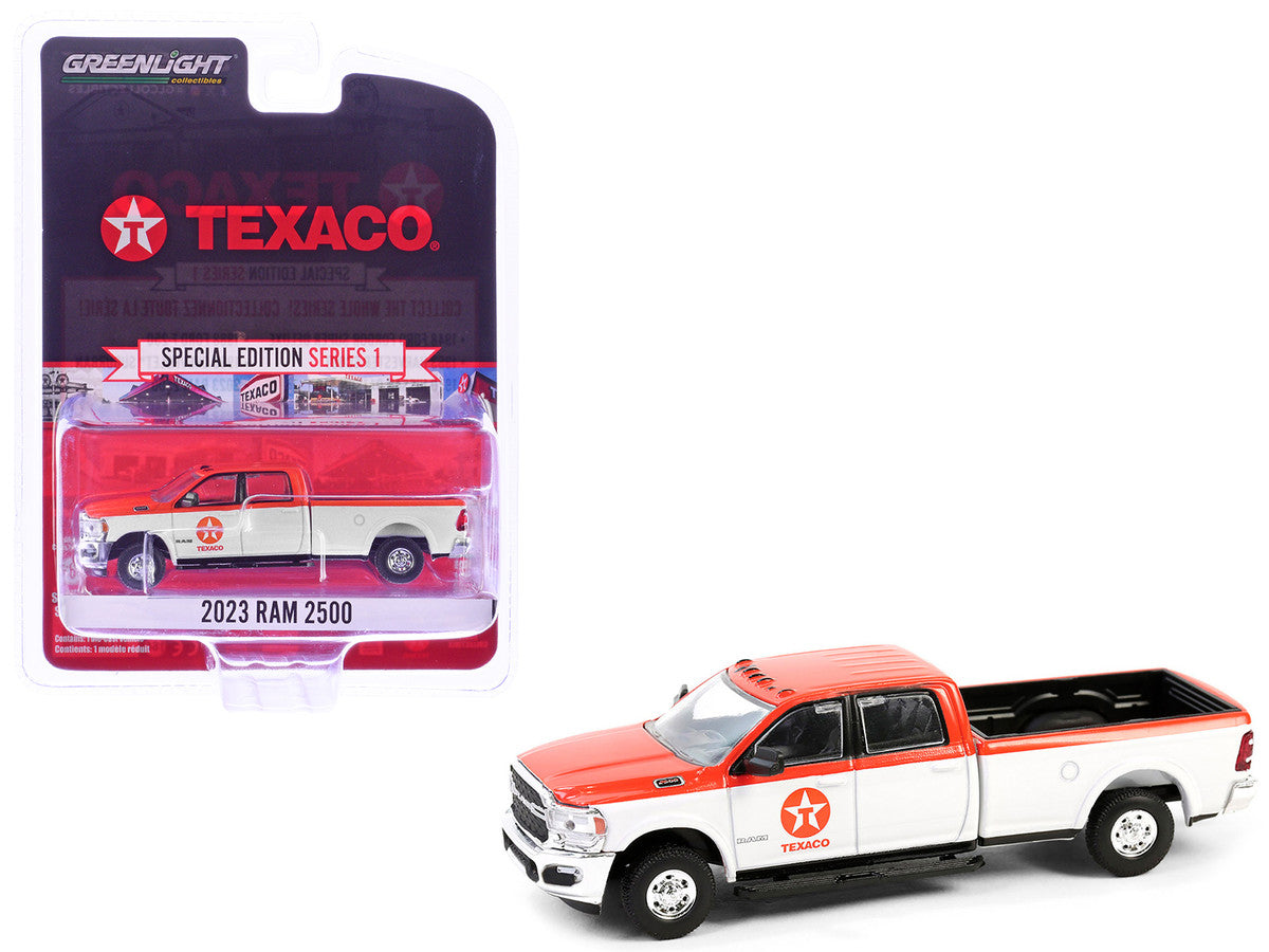 2023 Ram 2500 Pickup Truck "Texaco" Orange and White "Texaco Special Edition" Series 1 1/64 Diecast Model Car by Greenlight LuxuryLifeWay Online Store