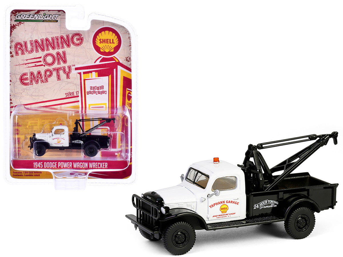 1945 Dodge Power Wagon Wrecker Tow Truck "Shell Oil" White and Black "Running on Empty" Series 17 1/64 Diecast Model Car by Greenlight LuxuryLifeWay Online Store