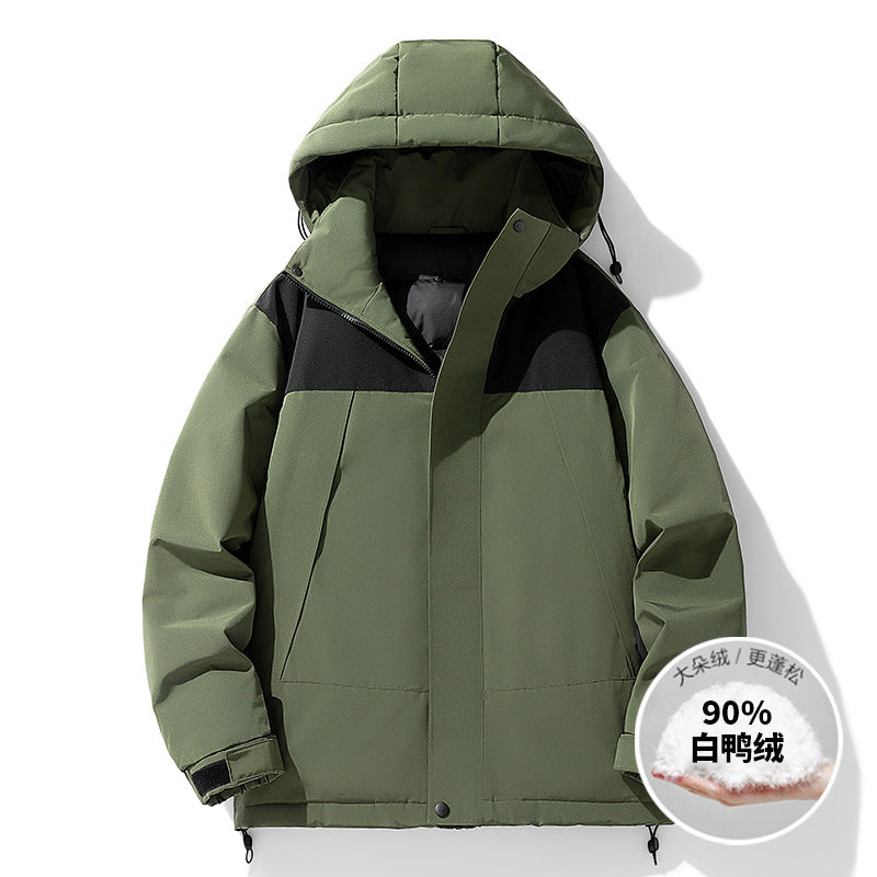 Men's Winter Color-Block Hooded Thick Down Jacket Pi-Mart