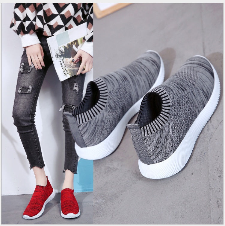 Spring new low help female flying woven mesh round head flat with single shoes deep mouth set foot comfortable flat bottom large code tide Best YouTube Store