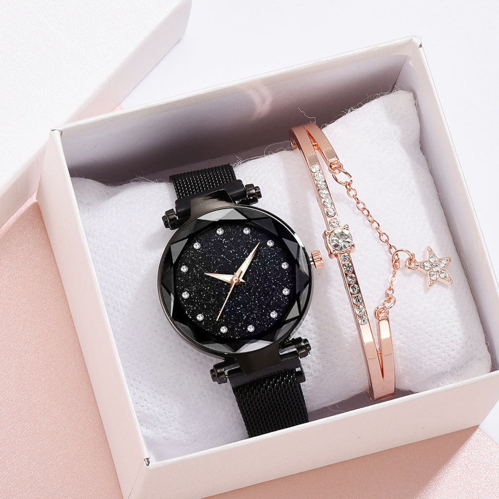 Luxury Women Watches Bracelet Set Fashion Elegant Magnet Buckle Ladies Starry Sky Watch Set Relogio CJD2