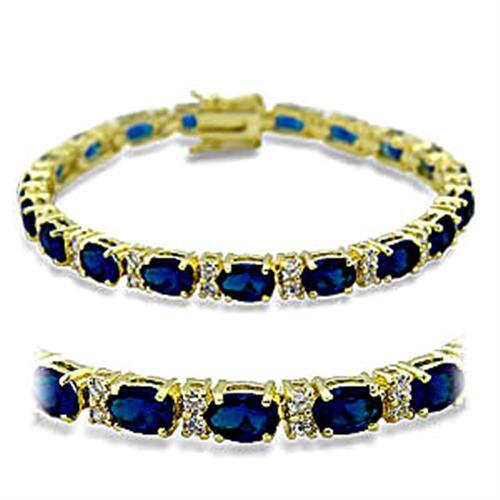 415504 - Gold Brass Bracelet with Synthetic Spinel in Sapphire LuxuryLifeWay Online Store