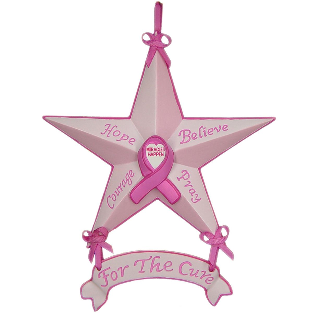 Set of Six Star Shaped Breast Cancer Awareness Christmas Ornaments LuxuryLifeWay Online Store