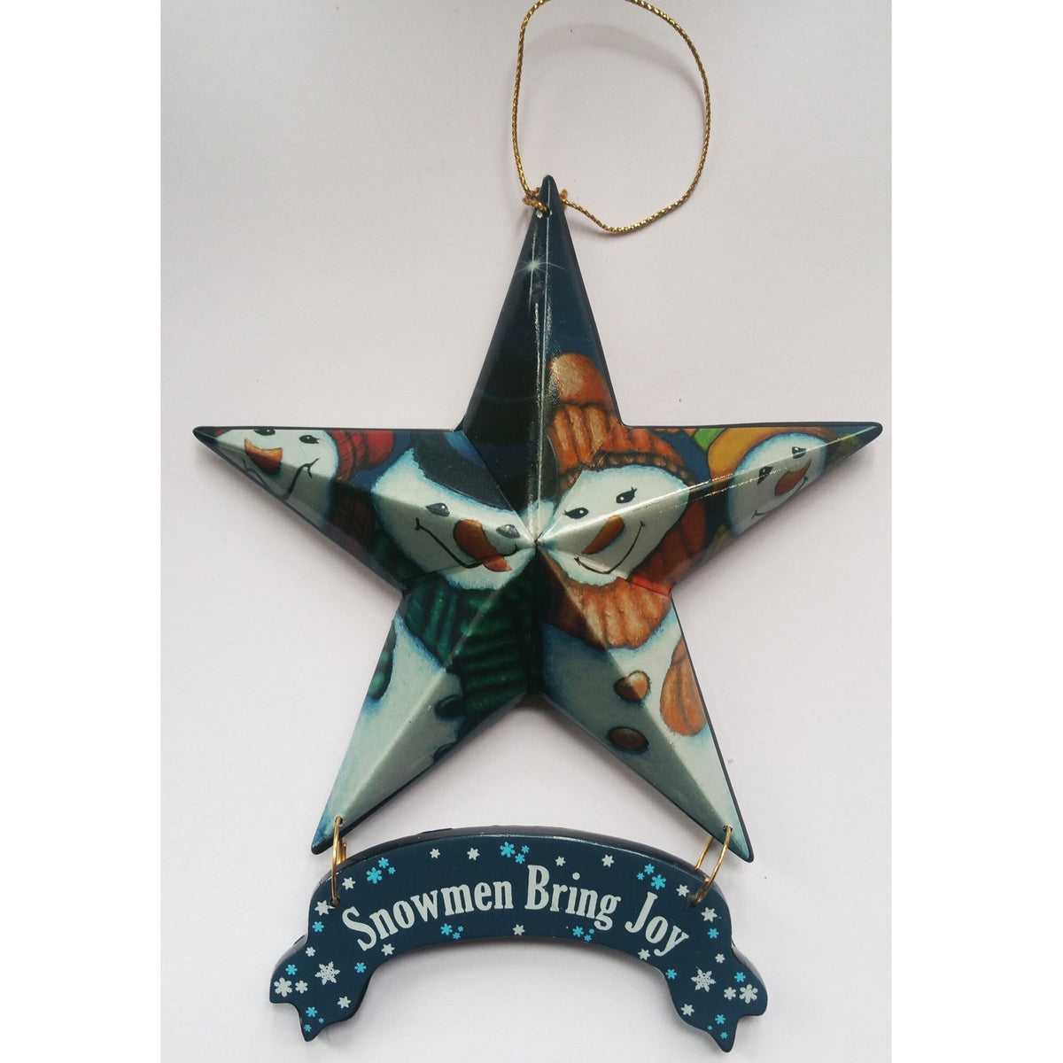 Set of Six Star Shaped Snowmen Joy Christmas Ornaments LuxuryLifeWay Online Store