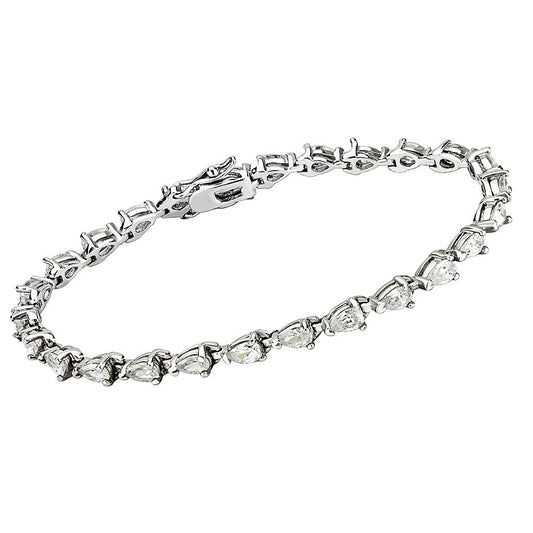 415803 - Rhodium Brass Bracelet with AAA Grade CZ  in Clear LuxuryLifeWay Online Store