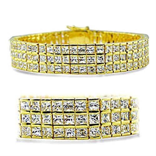 416003 - Gold Brass Bracelet with AAA Grade CZ  in Clear LuxuryLifeWay Online Store