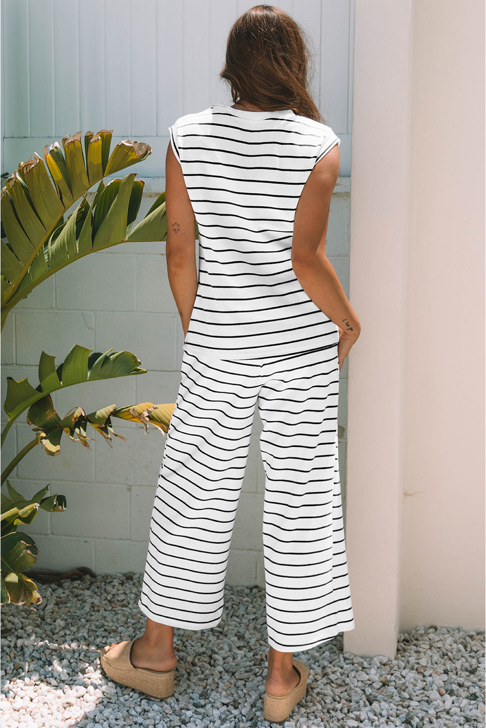 Avery Stripe Casual Wide Leg 2pcs LuxuryLifeWay Online Store