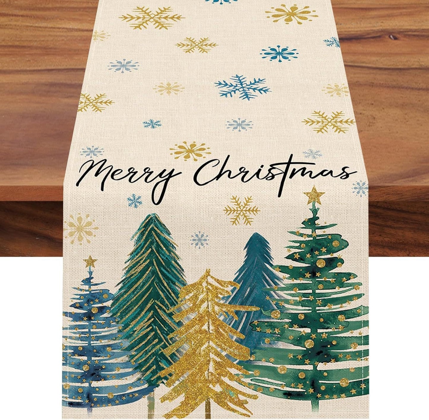 Christmas Trees Merry Xmas Table Runner, Seasonal Winter Holiday Kitchen Dining Table Decoration For Indoor Outdoor Home Party Decor 13 X 72 Inch PearlNestDecor.com
