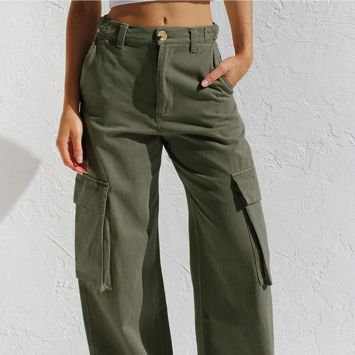 Women's Multi-pocket Workwear Loose Casual Denim Trousers NorixaFashion.com