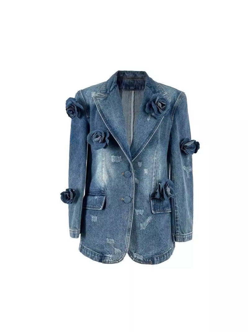 Retro Distressed 3D Rose Flower Ripped Do The Old Cowboy Coat Best YouTube Store