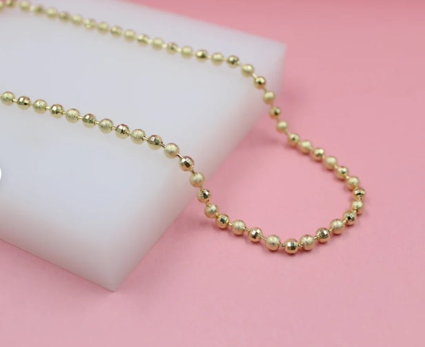 Gold Filled Shiny Textured Ball Chain (F264B)(I441) LuxuryLifeWay Online Store