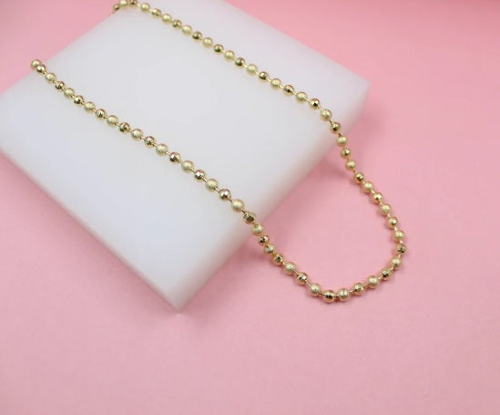 Gold Filled Shiny Textured Ball Chain (F264B)(I441) LuxuryLifeWay Online Store