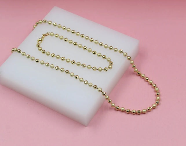Gold Filled Shiny Textured Ball Chain (F264B)(I441) LuxuryLifeWay Online Store