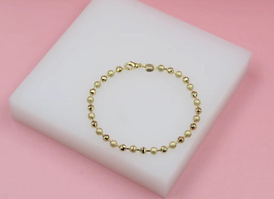 Gold Filled Shiny Textured Ball Chain (F264B)(I441) LuxuryLifeWay Online Store