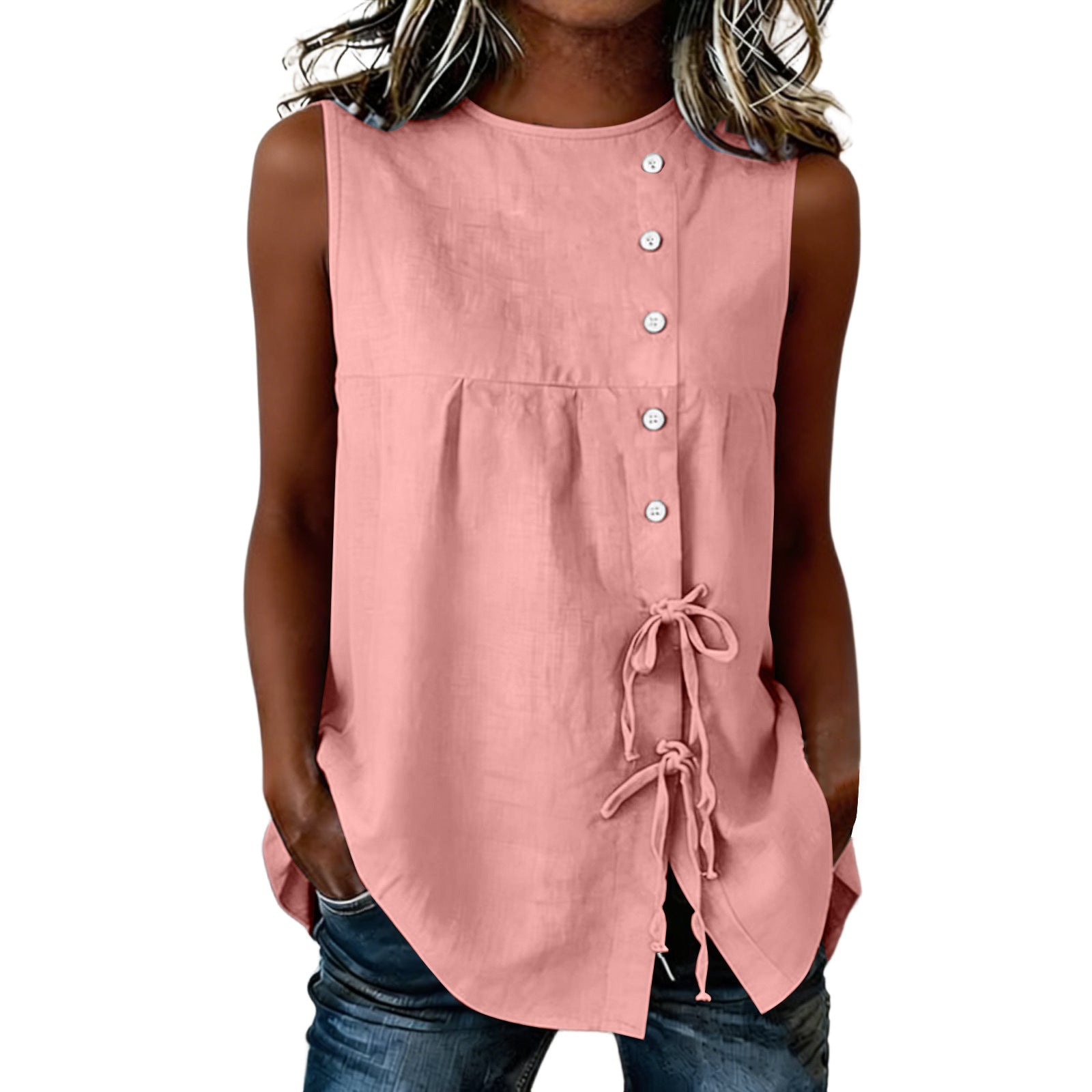 Loose-fit Sleeveless Shirt Blouse For Women NorixaFashion.com
