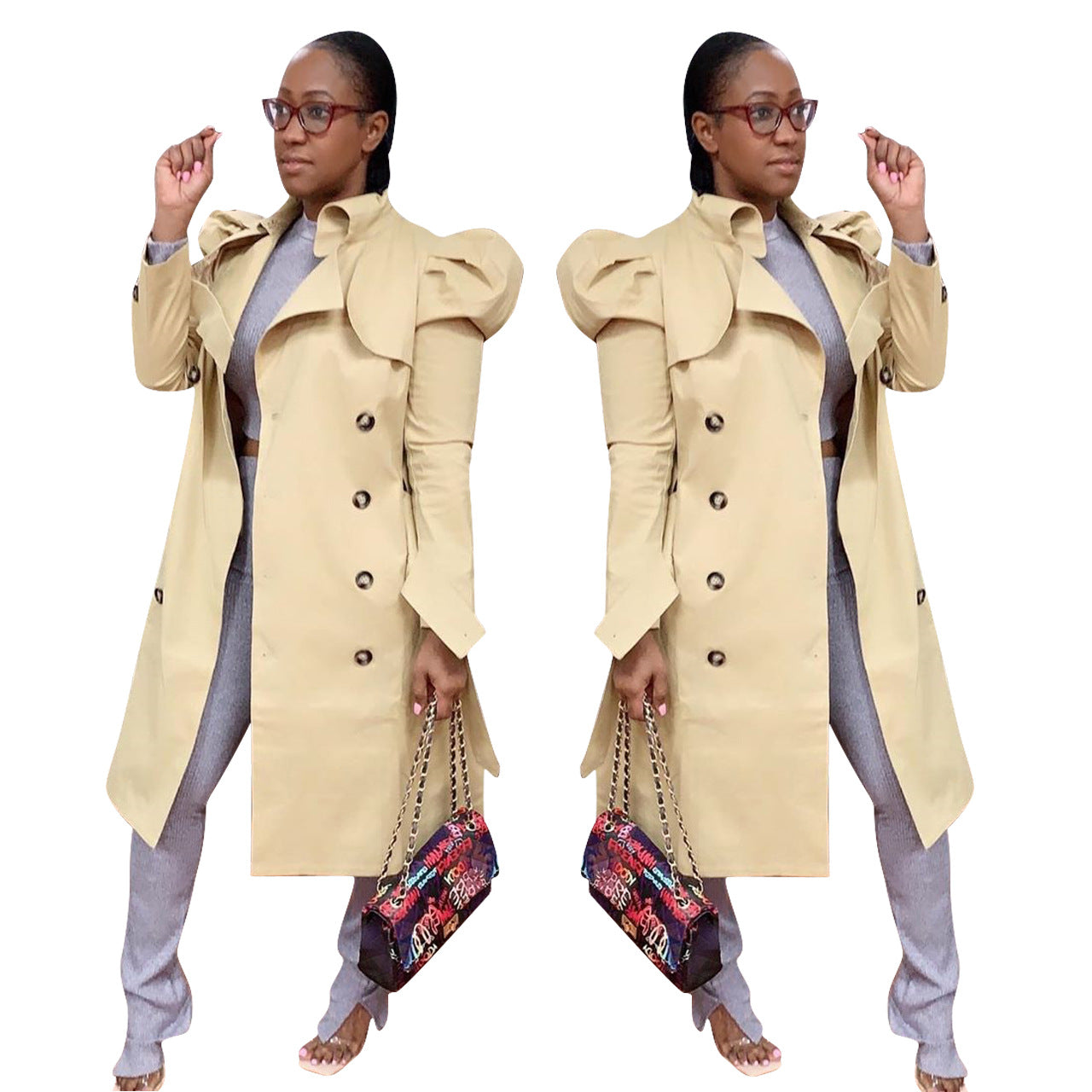 Pure Color All-match Long Trench Coat Women's Clothing Best YouTube Store