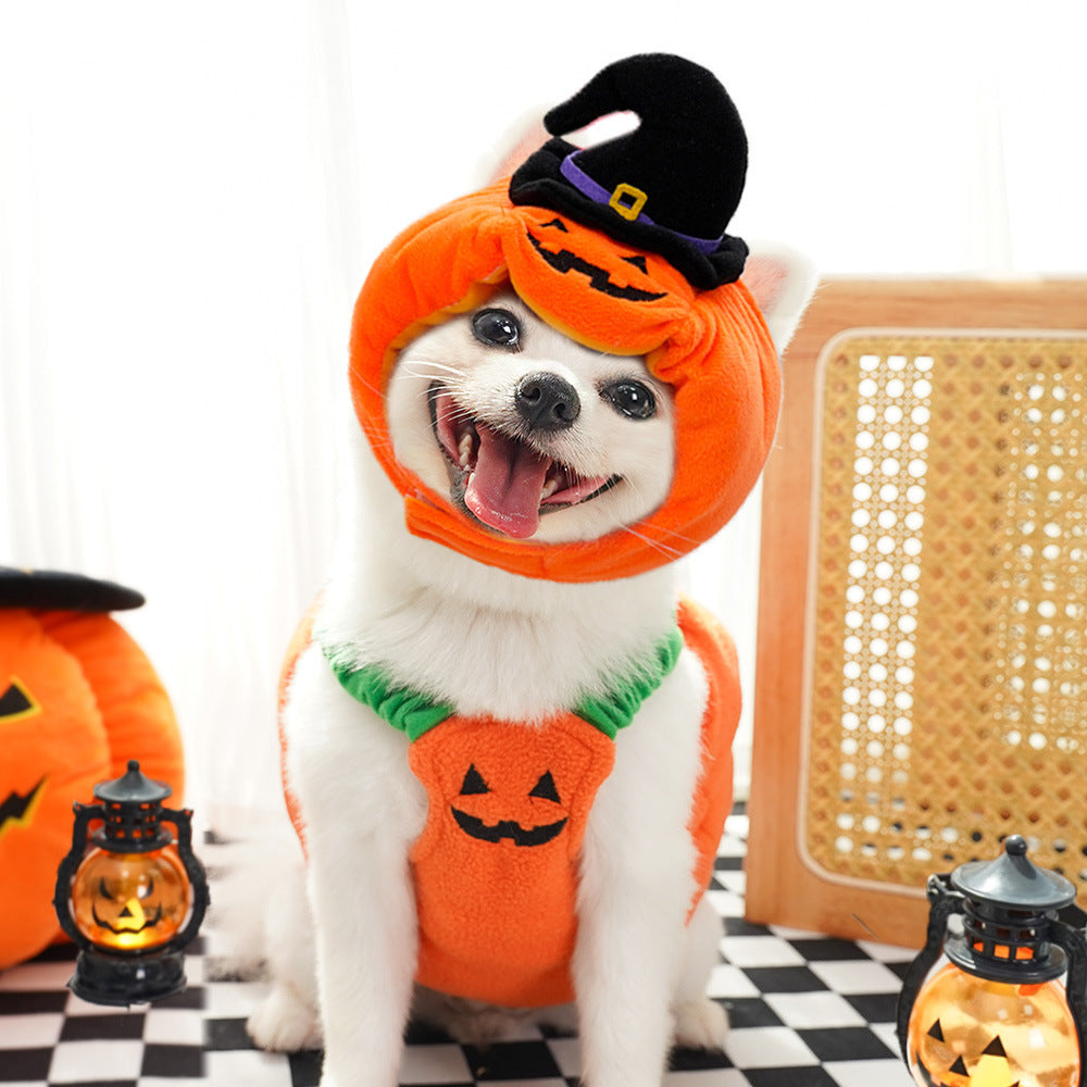 Halloween Pumpkin Vest For Dogs Cats Festive Pet Costume Harness Funny Thanksgiving Christmas Apparel For Small Animals Clothing Pets Fashion