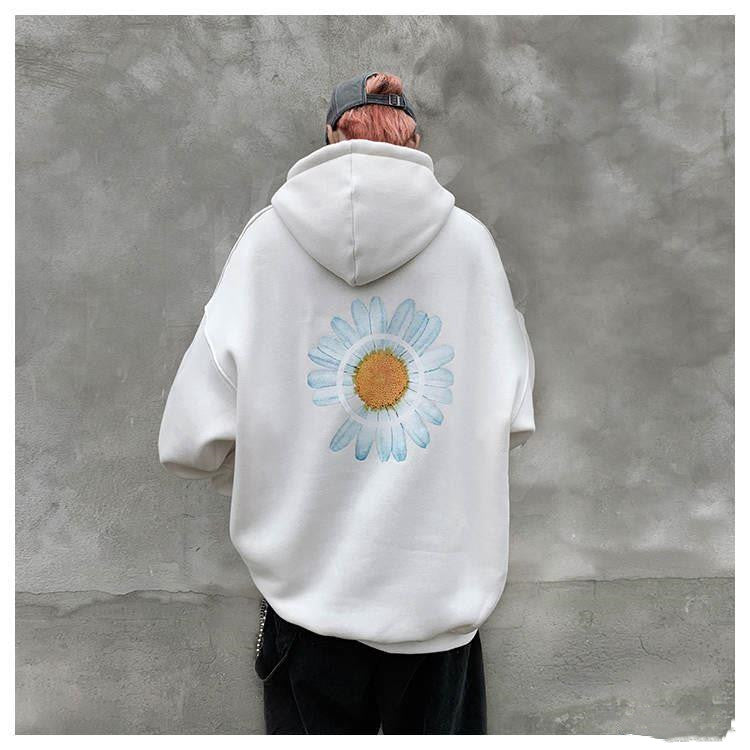 Daisy print hooded sweatshirt